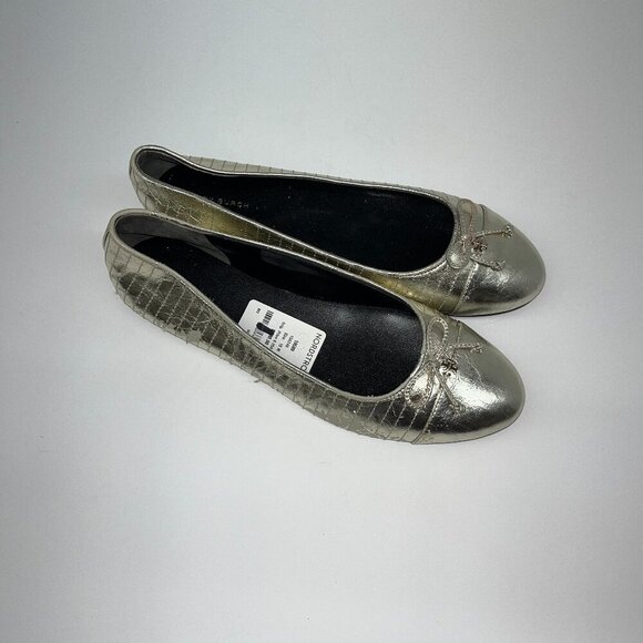Troy Burch Cap Toe Quilted Ballet Flats in Spark Gold Size 10 M - Picture 1 of 5
